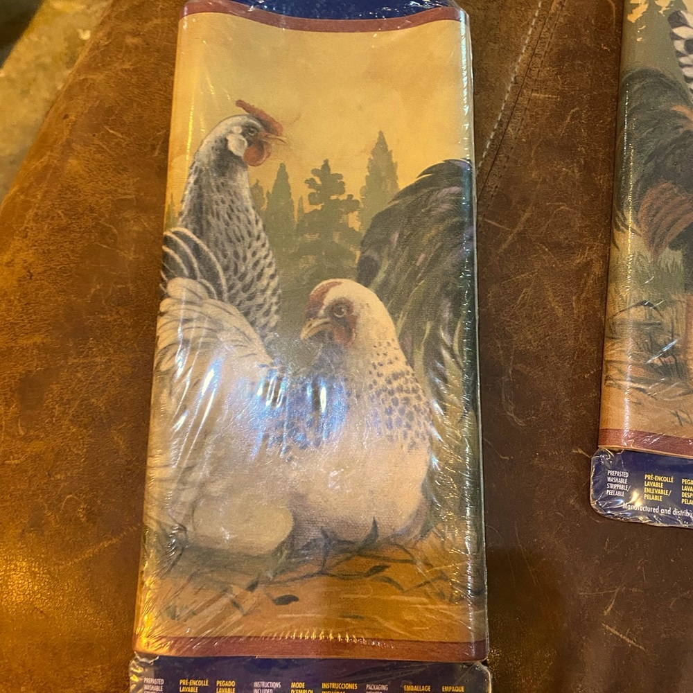 Rooster & hens border! Farm Fresh! Never used!